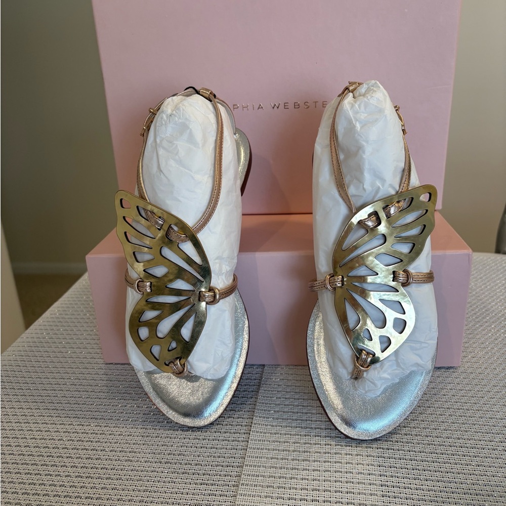 Sophia Webster Metallic Gold Butterfly Sandals